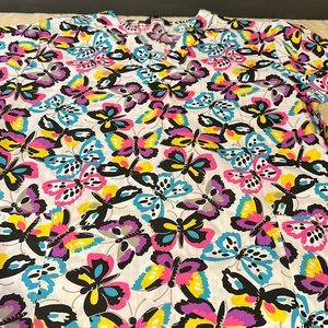 Butterfly print nurse’s scrub top by Cassandra O 3X